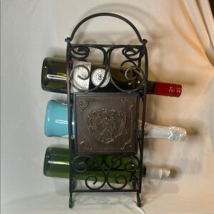 Vintage Elegant Black Metal Wine Rack